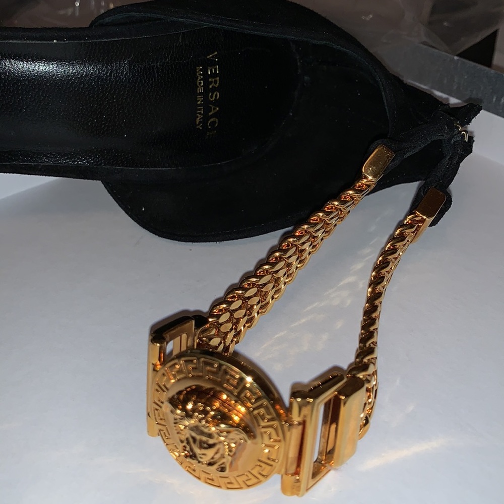 Versace Medusa Gold Chain Strap Heels Authentic Versace Shoes, Sandals , Heels - Picture 8 of 10